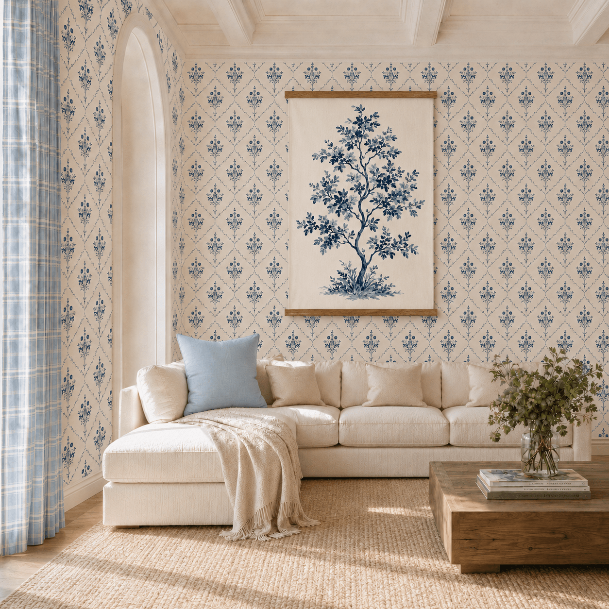 Benjamin Cream Floral Wallpaper