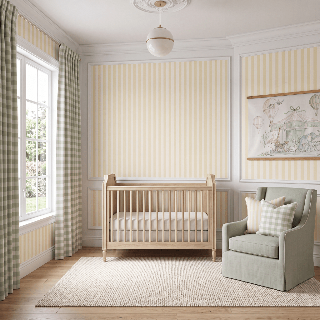 Juliet's Garden Easter Yellow Stripe Wallpaper